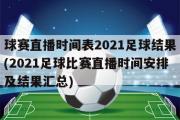 球赛直播时间表2021足球结果(2021足球比赛直播时间安排及结果汇总)