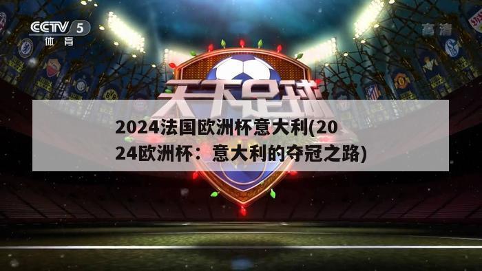 2024法国欧洲杯意大利(2024欧洲杯：意大利的夺冠之路)