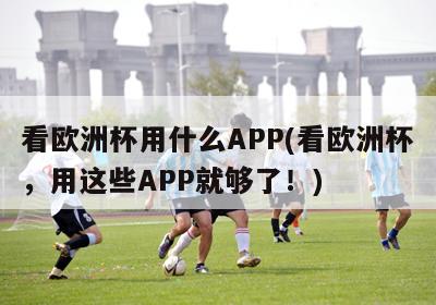 看欧洲杯用什么APP(看欧洲杯，用这些APP就够了！)